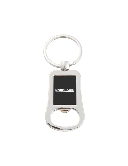 Silver & Black Bottle Opener Keychain w/Kokolakis Logo