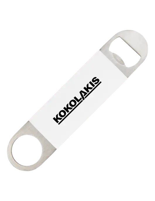 White Bottle Opener with Silicone Grip w/Kokolakis Logo