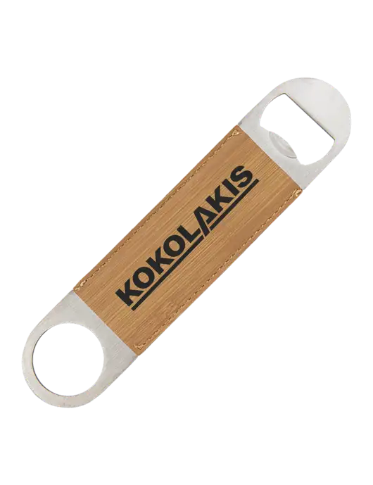 Bamboo Leatherette Bottle Opener w/Kokolakis Logo