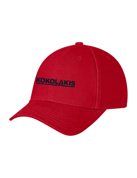 Red Structured Soft Snap Closure Hook & Loop Cap w/Kokolakis Logo