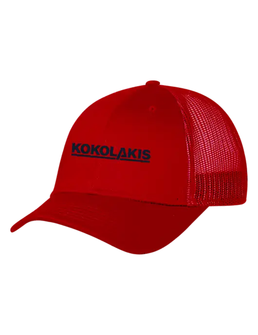 Red Mesh Trucker Cap Snap Back w/Kokolakis Logo