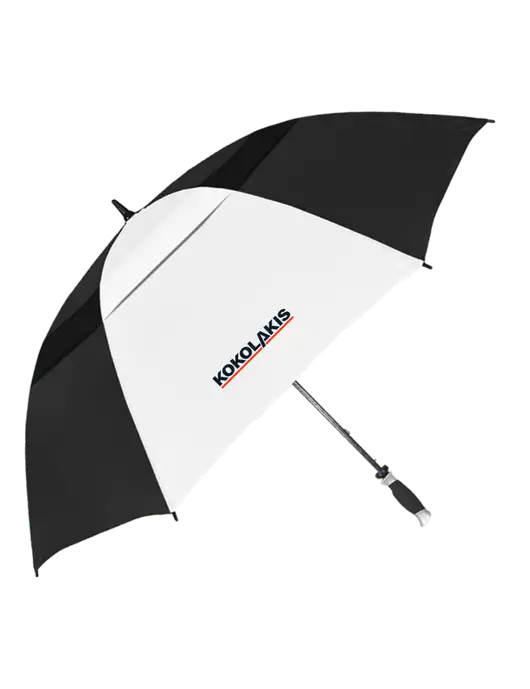 Black/White Vented Typhoon Tamer Golf Umbrella w/Kokolakis Logo