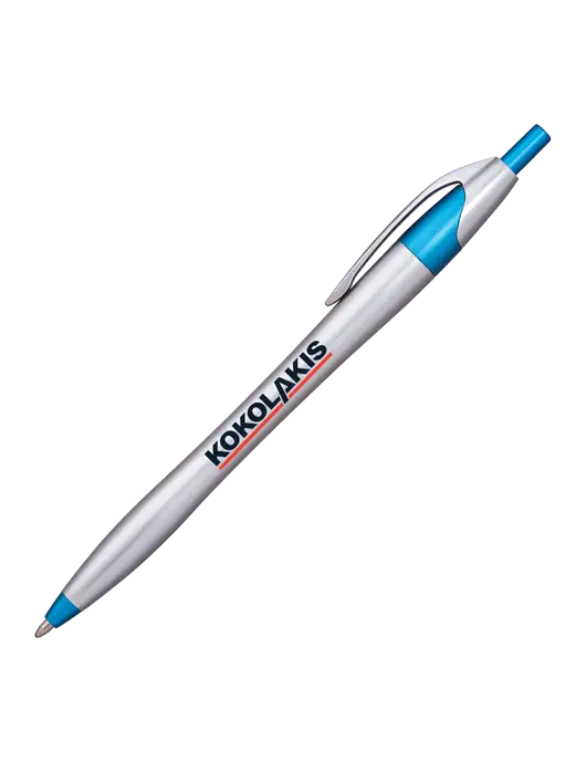 Novella Sapphire/Chrome Bright Pen - Blue Ink w/Kokolakis Logo