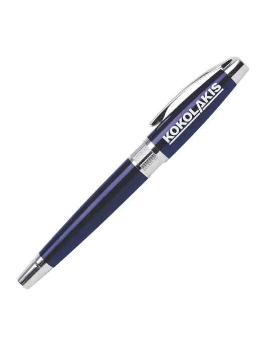 Masscotti Navy Rollerball Pen - Black Ink w/Kokolakis Logo