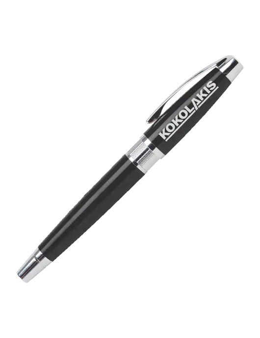 Masscotti Black Rollerball Pen - Black Ink w/Kokolakis Logo