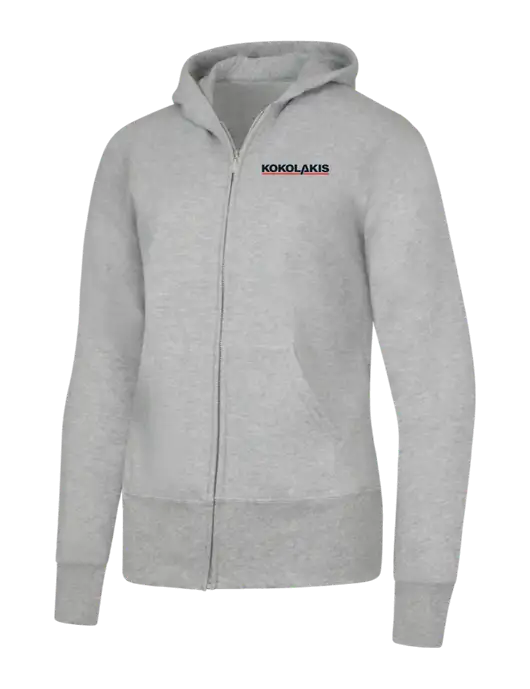 Grey Heather Womens Core Fleece Full-Zip Hooded Sweatshirt w/Kokolakis Logo