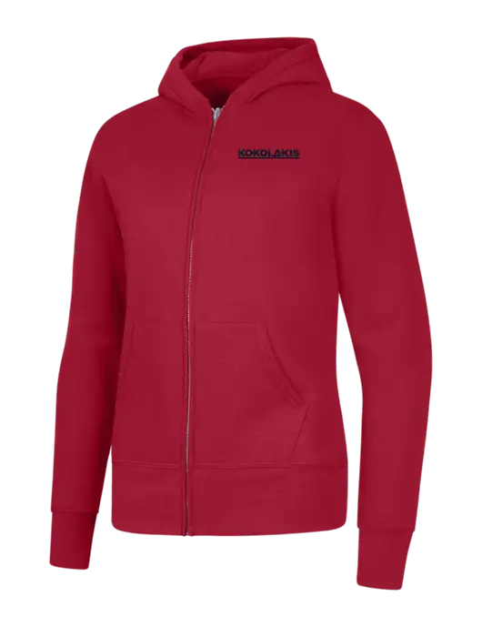 Red Womens Core Fleece Full-Zip Hooded Sweatshirt w/Kokolakis Logo