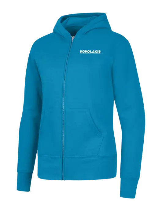 Neon Blue Womens Core Fleece Full-Zip Hooded Sweatshirt w/Kokolakis Logo