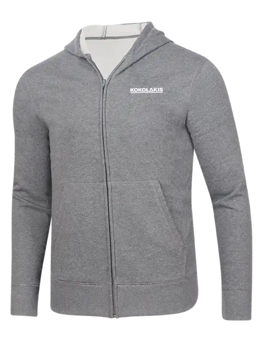 Full-Zip Medium Grey Heather Heavyweight Hooded Sweatshirt w/Kokolakis Logo