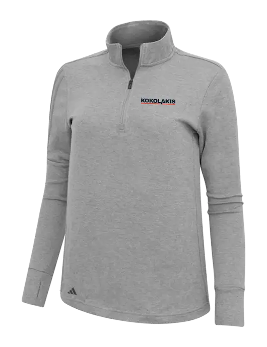 Adidas Light Grey Melange Womens 3 Stripes Quarter Zip Sweater w/Kokolakis Logo