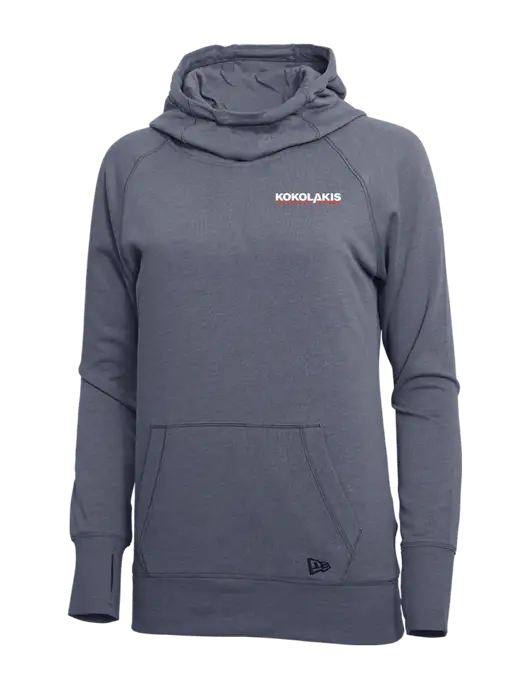 New Era True Navy Heather Womens Tri-Blend Fleece Pullover Hoodie w/Kokolakis Logo