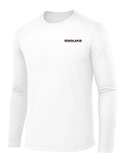 Long Sleeve White PosiCharge Competitor Tee w/Kokolakis Logo