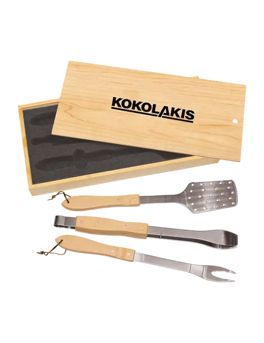 Wood BBQ Gift Set w/Kokolakis Logo
