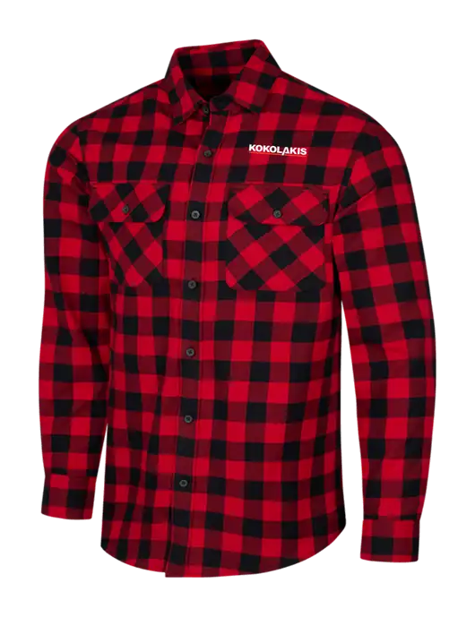 Red/Black Buffalo Check Plaid Flannel Shirt w/Kokolakis Logo
