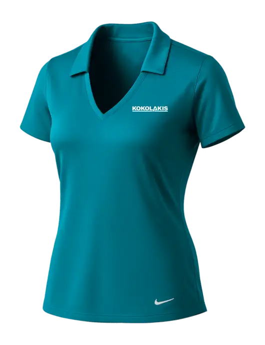 NIKE Dark Teal Womens Dri-Fit Vertical Mesh Polo w/Kokolakis Logo