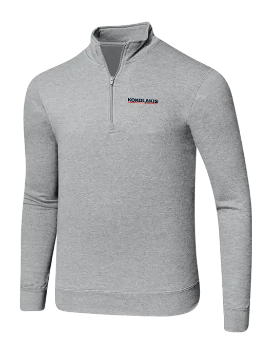Light Heather Grey 8.5 oz Ring Spun 1/4 Zip Pullover Sweatshirt w/Kokolakis Logo
