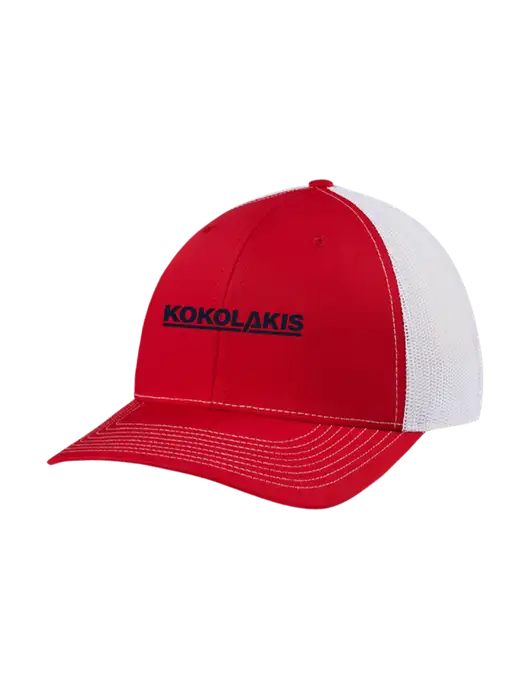 Richardson Adjustable Snapback Original 112 Trucker Cap Red w/White Mesh w/Kokolakis Logo