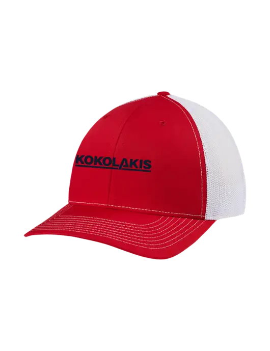 Richardson Adjustable Snapback Original 112 Trucker Cap Red w/White Mesh w/Kokolakis Logo