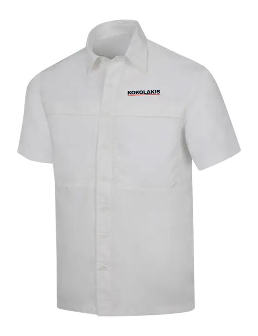 White Short Sleeve UV Daybreak Shirt w/Kokolakis Logo