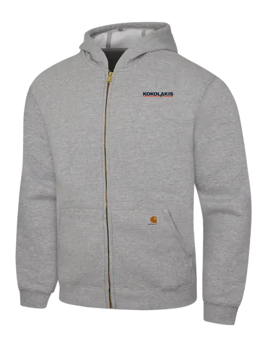Carhartt Light Grey Heather Midweight Hooded Zip-Front Sweatshirt w/Kokolakis Logo
