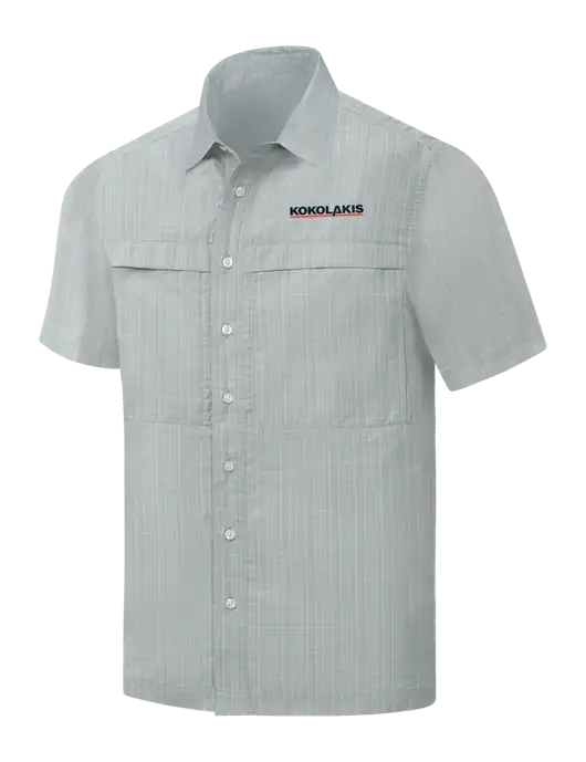 Light Grey Crosshatch Short Sleeve UV Daybreak Shirt w/Kokolakis Logo