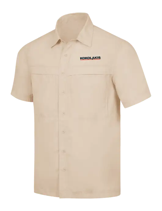 Tan Short Sleeve UV Daybreak Shirt w/Kokolakis Logo