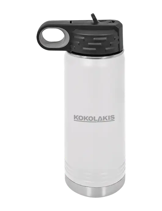 Polar Camel 20 oz Powder Coated White Vacuum Insulated Water Bottle w/Kokolakis Logo