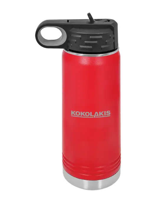 Polar Camel 20 oz Powder Coated Red Vacuum Insulated Water Bottle w/Kokolakis Logo