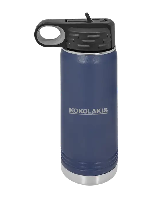 Polar Camel 20 oz Powder Coated Navy Vacuum Insulated Water Bottle w/Kokolakis Logo