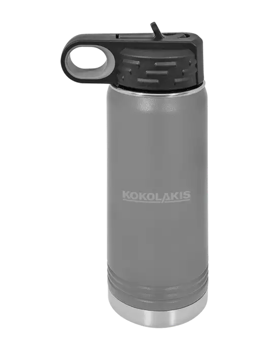 Polar Camel 20 oz Powder Coated Grey Vacuum Insulated Water Bottle w/Kokolakis Logo