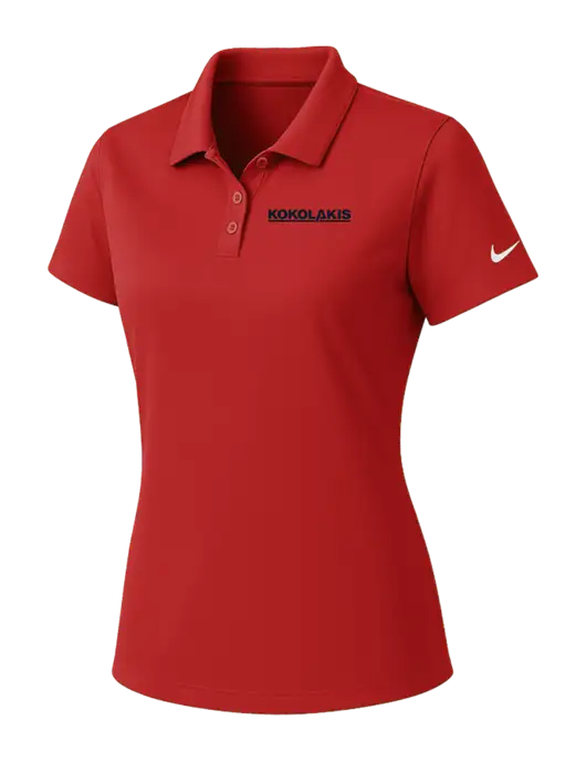 Nike Womens Red Dry Essential Solid Polo w/Kokolakis Logo