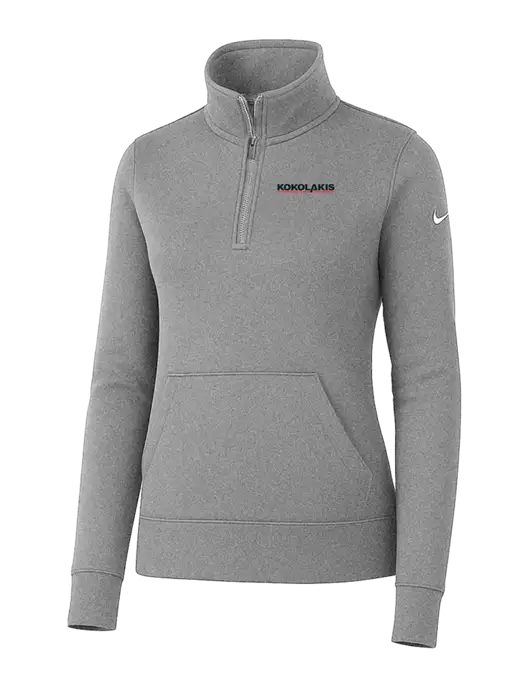 Nike Womens Light Grey Heather Club Fleece Sleeve Swoosh 1/2-Zip w/Kokolakis Logo