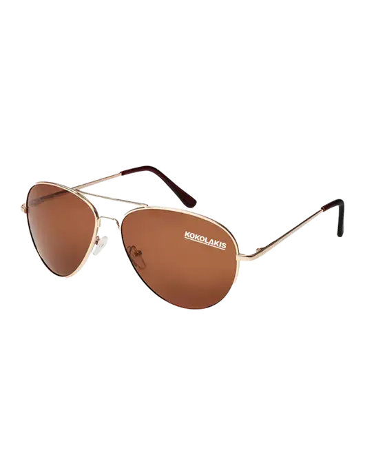 Aviator Coffee Brown with Gold Sunglasses  w/Kokolakis Logo