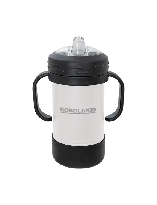 Polar Camel 10 oz Powder Coated White Sippy Cup w/Kokolakis Logo