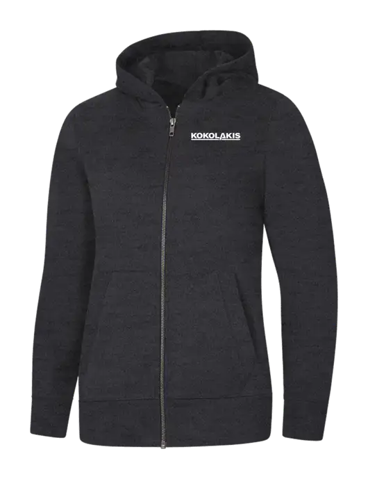 Womens Charcoal Heather Re-Fleece Full-Zip Hoodie w/Kokolakis Logo