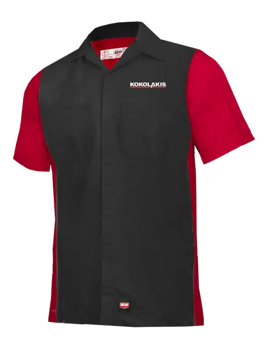 Red Kap Black/Red Short Sleeve Ripstop Crew Shirt w/Kokolakis Logo