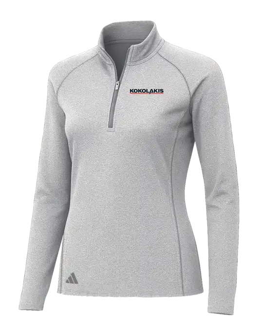 Adidas Womens Light Grey Heather Space Dyed Quarter-Zip Pullover  w/Kokolakis Logo