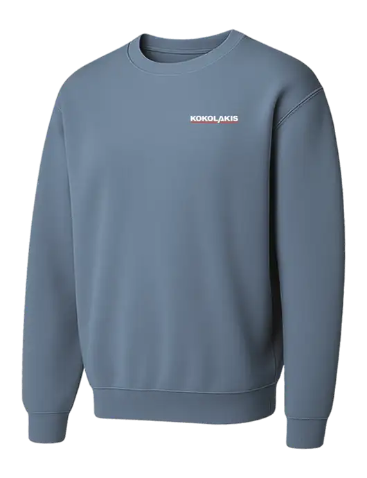Comfort Colors Garment-Dyed Lightweight Slate Blue Fleece Crewneck Sweatshirt w/Kokolakis Logo