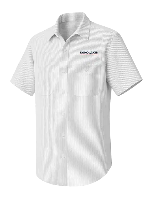 Red Kap Short Sleeve Striped Grey/White Industrial Work Shirt w/Kokolakis Logo