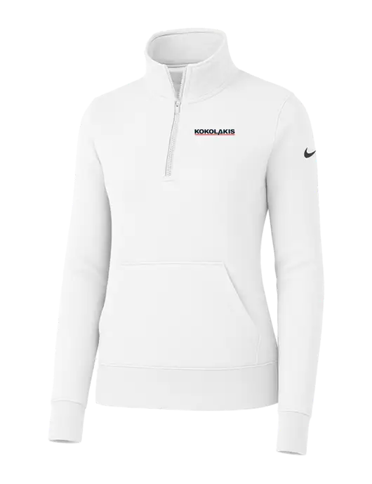 Nike Womens White Club Fleece Sleeve Swoosh 1/2-Zip w/Kokolakis Logo