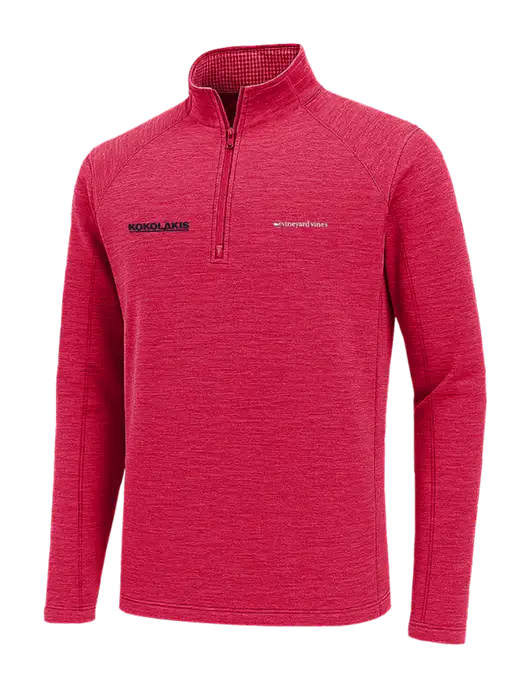 Vineyard Vines Heather Red Sankaty Quarter-Zip Pullover
 w/Kokolakis Logo
