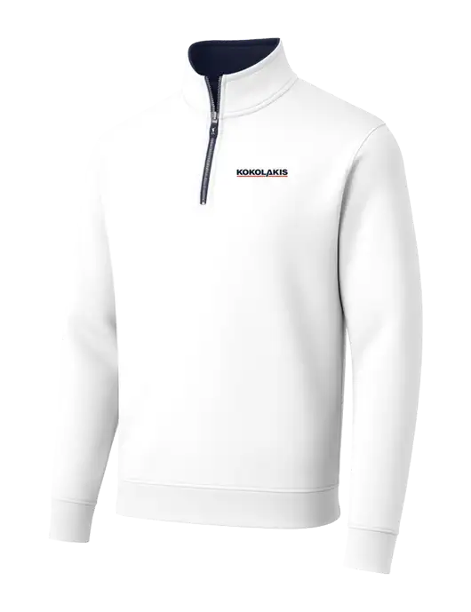 Fairway & Greene Caves Quarter-Zip Tech White Pullover w/Kokolakis Logo