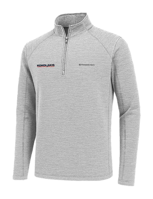 Vineyard Vines Light Grey Hather Sankaty Quarter-Zip Pullover
 w/Kokolakis Logo
