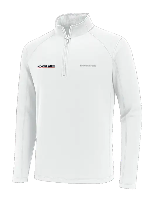 Vineyard Vines White Sankaty Quarter-Zip Pullover
 w/Kokolakis Logo