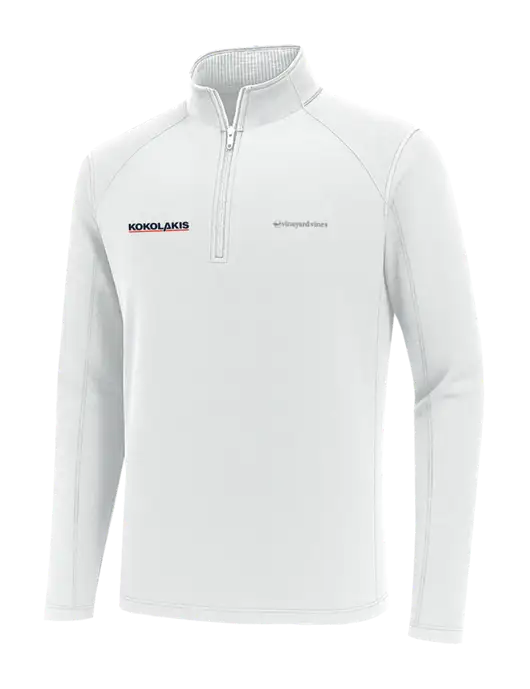 Vineyard Vines White Sankaty Quarter-Zip Pullover
 w/Kokolakis Logo