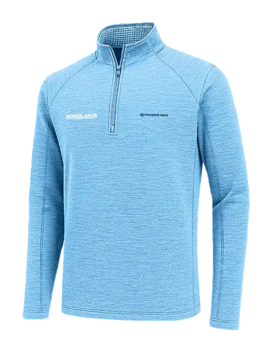 Vineyard Vines Very Light Heather Sapphire Sankaty Quarter-Zip Pullover
 w/Kokolakis Logo