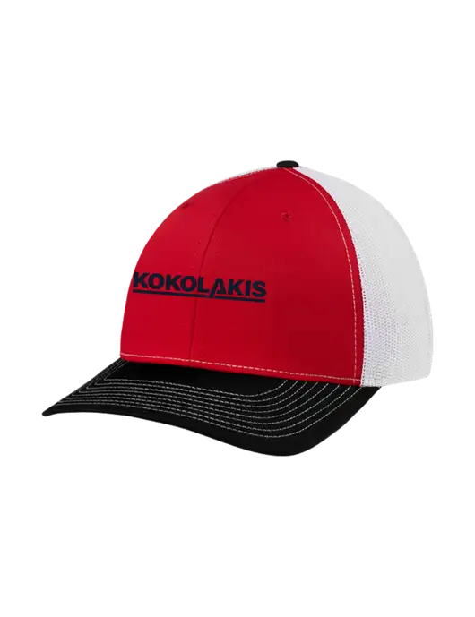 Richardson Adjustable Snapback Original 112 Trucker Cap Black/Red/White Mesh w/Kokolakis Logo