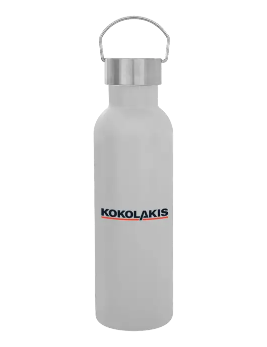 28 oz White Bubbli Stainless Steel Bottle w/Kokolakis Logo