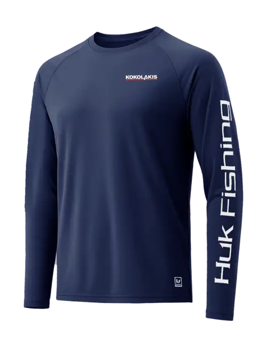 HUK Navy LoPro Pursuit Long Sleeve T-Shirt w/Kokolakis Logo
