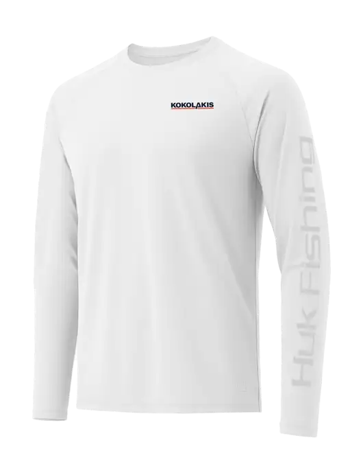 HUK White LoPro Pursuit Long Sleeve T-Shirt w/Kokolakis Logo